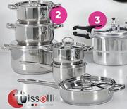 Tissolli 12-Piece Saphir Stainless Steel Solid Lids Pot Set-Per Set