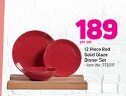12 Piece Red Solid Glaze Dinner Set-Per Set