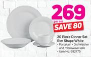 20 Piece Dinner Set Rim Shape White-Per Set