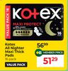 Kotex All Nighter Maxi Thick Pads Value Pack-16 Pack