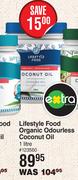 Lifestyle Food Organic Odourless Coconut Oil-1Ltr  