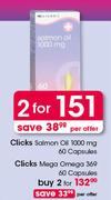 Clicks Salmon Oil 1000mg Capsules-2X60's
