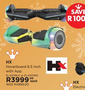 HX Hoverboard 6.5" With App EL-ES11BLK Or EL-ES11IRIS-Each