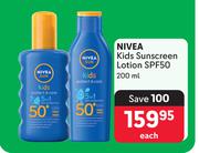 Nivea Kids Sunscreen Lotion SPF50-200ml Each