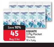 Equate 3 Ply Pocket Tissues-For 2 x 10 x 3 Ply