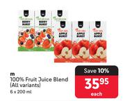 M 100% Fruit Juice Blend (All Variants)-6 x 200ml Each