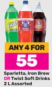 Sparletta, Iron Brew Or Twist Soft Drinks Assorted-For Any 4 x 2L