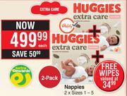 Huggies Extra Care Nappies (Size 1-5)-Per 2 Pack