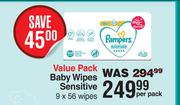 Pampers Baby Wipes (Sensitive) Value Pack-9 x 56 Wipes Per Pack