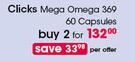 Clicks Mega Omega-2x60 Capsules Per Offer