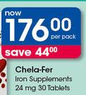 Chela-Fer Iron Supplements 24mg-30 Tablets Per Pack