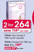 Clicks Ultra Omega3 1000mg-2x60 Capsules Per Offer