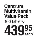 Centrum Multivitamin Value Pack 100 Tablets-Each