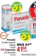 Panado 16 Effervescent Tablets Or Capsules 20 Capsules-Each