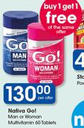 Nativa Go! Man Or Woman Multivitamin Tablets-60's 