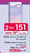 Clicks Salmon Oil 1000mg Capsules-2X60's