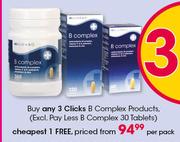 Clicks B Complex Products(Excl. Pay Less B Complex 30 Tablets)-Per Pack