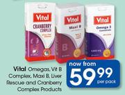 Vital Omegas, Vit B Complex, Maxi B, Liver Rescue And Cranberry Complex Products-Per Pack