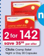 Clicks Cramp Relief Night Or Day Capsules-2X30's