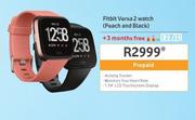 Fitbit Versa 2 Watch(Peach & Black) + 3 Months Free