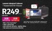 Lenovo Ideapad Celeron-4GB Data + Huawei R218 WiFi Router