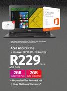Acer Aspire One-4GB Data + Huawei R218 WiFi Router + Microsoft Office Personal 365