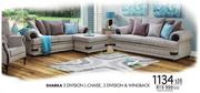 Sharka 3 Division L-Chaise, 3 Division & Wingback