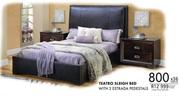 Teatro Sleigh Bed With 2 Estrada Pedestals