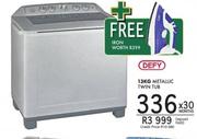 Defy 13Kg Metallic Twin Tub+ Free Iron
