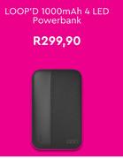 Loop'D 1000 mAh 4 LED Powerbank