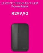 Loop'd 1000 mAh 4 LED Powerbank