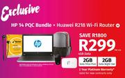 HP 14 PQC Bundle-On 4GB Data Plus Huawei R218 WiFi Router 4G