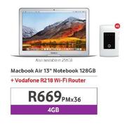 Apple MacBook Air 13" Notebook 128GB-On 4GB + Vodafone R218 WiFi Router