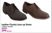 Leather Chunky Lace-Up Shoes-Per Pair
