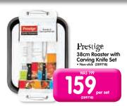 Prestige 38cm Roaster With Carving Non-Stick Knife Set-Per Set
