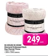 In House In Home Diamond Embossed Back Dye Flannel Throw-200cmx230cm-Each
