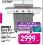 3 Burner Saturn 220 Gas Braai
