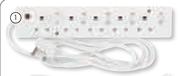 Suede 6 Way Multiplug plus 5m Cord