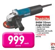 Makita 840W 115mm Angle Grinder 9557HNG