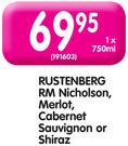 Rustenberg RM Nicholson Merlot, Cabernet Sauvignon or Shiraz-750ml