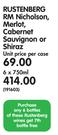 Rustenberg RM Nicholson Merlot, Cabernet Sauvignon or Shiraz-6 x 750ml