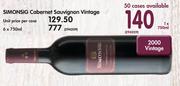 Simonsig Cabernet Sauvignon Vintage-1x750ml