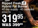 Ripped Freak RF Hybrid Fat Burner 40 Day Supply 40 Capsules