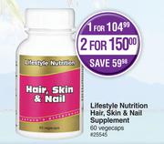 Lifestyle Nutrition Hair, Skin & Nail Supplement 60 Vegecaps-For 1