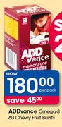 Addvance Omega-3 Chewy Fruit Bursts-60's Per Pack