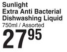 Sunlight Extra Anti Bacterial Dishwashing Liquid Assorted-750ml