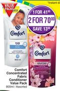 Comfort Concentrated Fabric Conditioner Value Pack Assorted-For 2 x 800ml