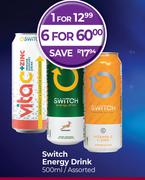 Switch Energy Drink Assorted-For 6 x 500ml