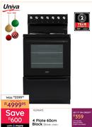 Univa 4 Plate 60cm Black Stove U116B-1 10296413