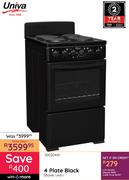 Univa 4 Plate Black Stove U405-1 10020441